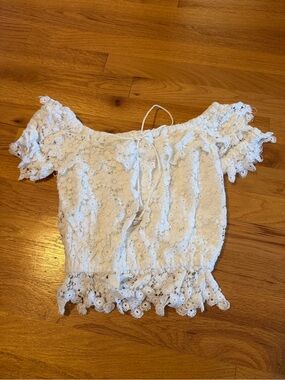 Winston White Lace Blouse Off The Shoulder Size XS
